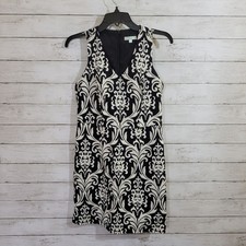 Jade Black & White V Neck  Jacquard Dress Work Career Size XS