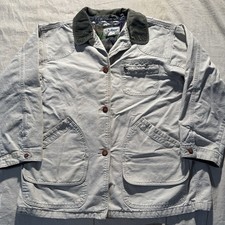 Vintage 90’s Ll Bean Chore Jacket Corduroy Collar Distressed Usa Made Sz L 26x31