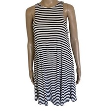 H&M Basic Size XS S Black White Stripes Summer Vacation Beach Shift Mini Dress