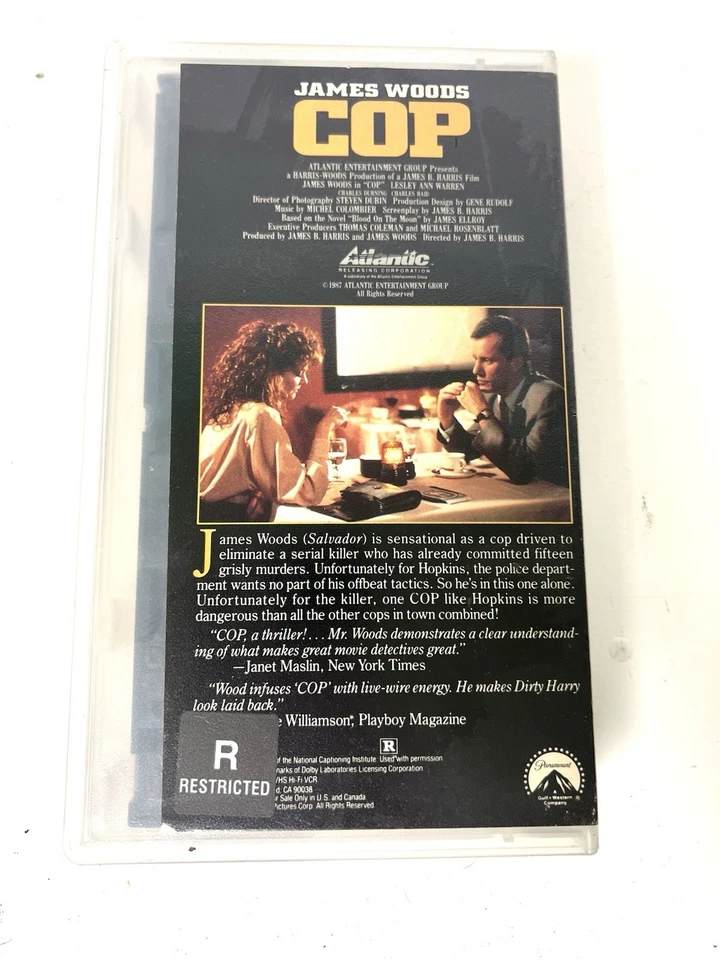 COP (VHS 1988) James Woods Serial Killer Police Thriller Atlantic Hard Case - Image 4 of 4