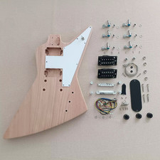 DIY Explorer Electric Guitar Kit Maple Neck Rosewood FB Bolt On Fixed Bridge