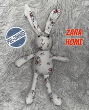 Zara Home white Bunny Rabbit Soft Toy Plush  printed floral