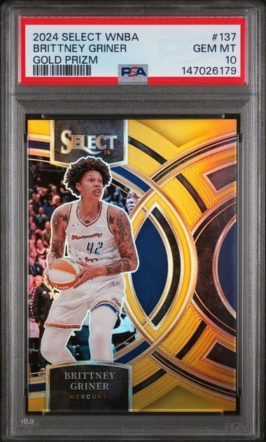 Gold Prizm /10 2024 Panini Select WNBA #137 Brittney Griner Premier PSA 10