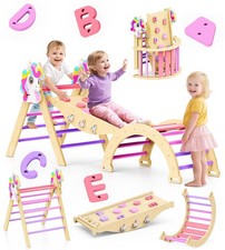 Pikler Triangle Climbing Set - 11-in-1 Foldable Montessori Climbing Toy for T...