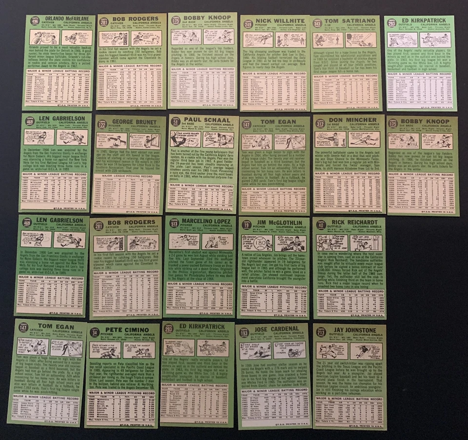 1967 年 Topps - 洛杉矶天使 -(22 张卡)- Bobby Knoop、Jay Johnstone - 复古美国职棒大联盟 — 第 2/2 张图片