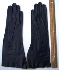 Pair of Vtg Real Kid Women's Black Gloves Size 7 1/2" Germany US Zone NOS