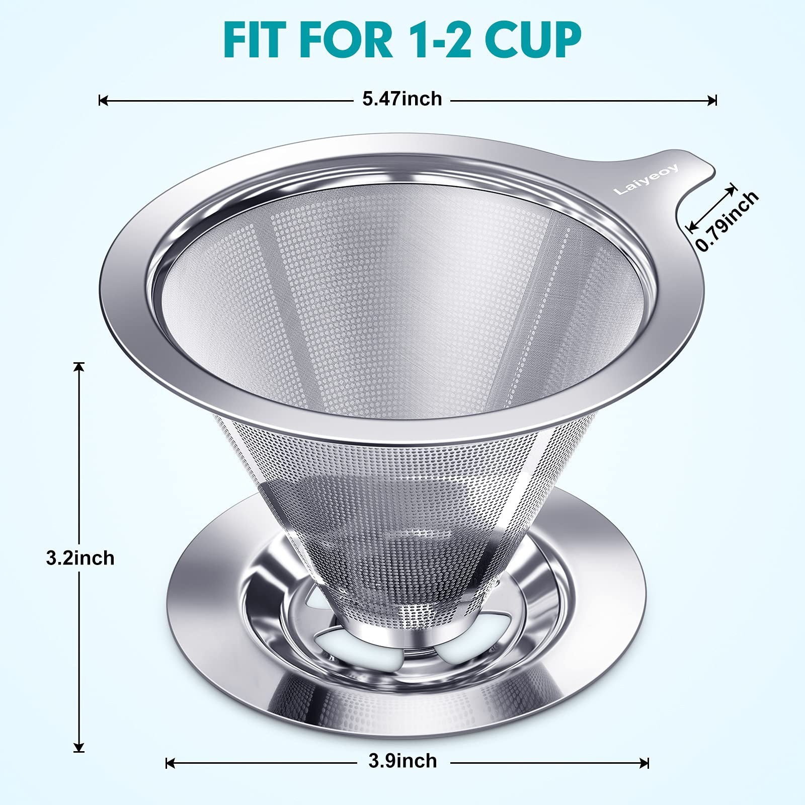 Pour Over Coffee Dripper, Slow Drip Paperless Coffee Filter, Stainless Steel ...