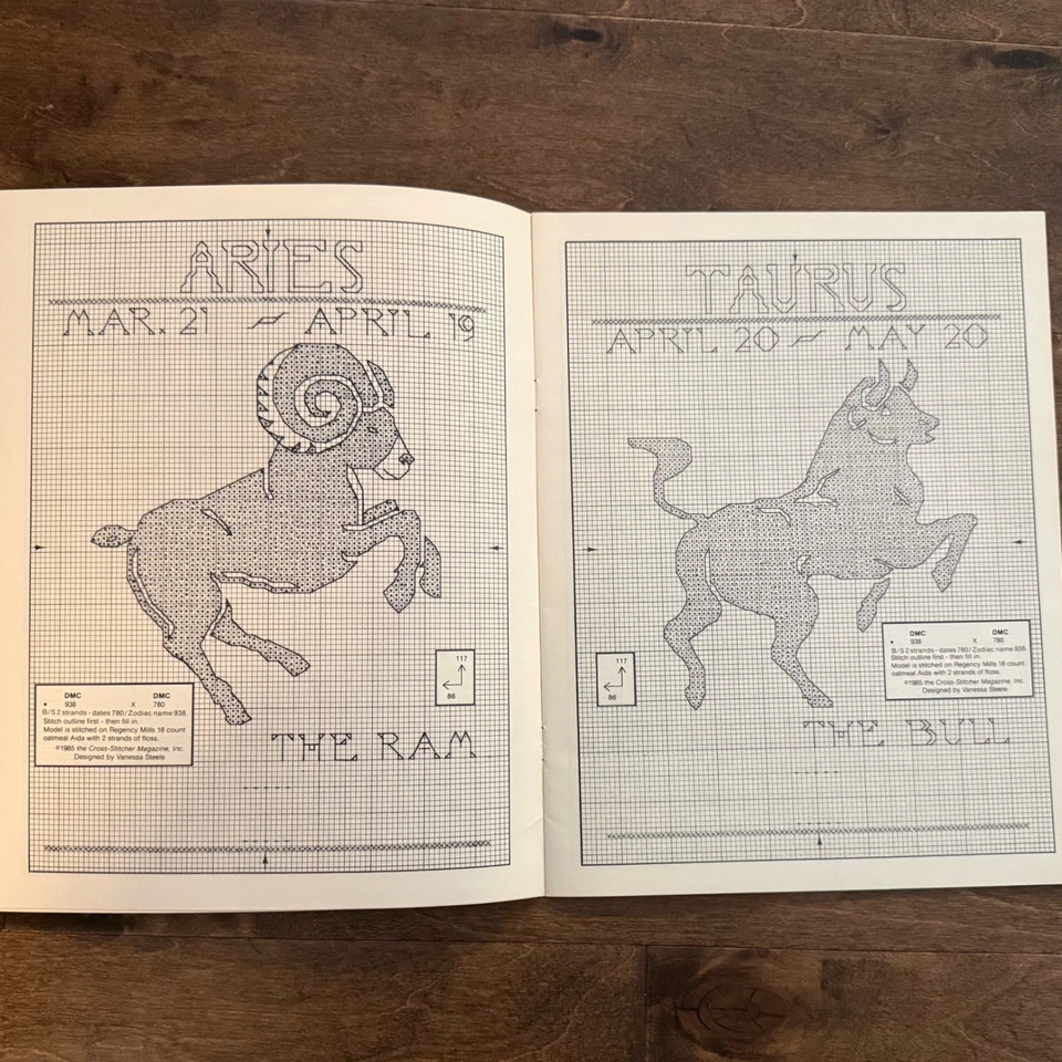 Zodiacs Counted Cross Stitch Alphabet Charts Patterns Book Vintage 1985 - Image 2 of 4