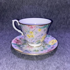 Duchess Chelsea Garden Soft Lilac Tea Cup Saucer Set Fine Bone China England