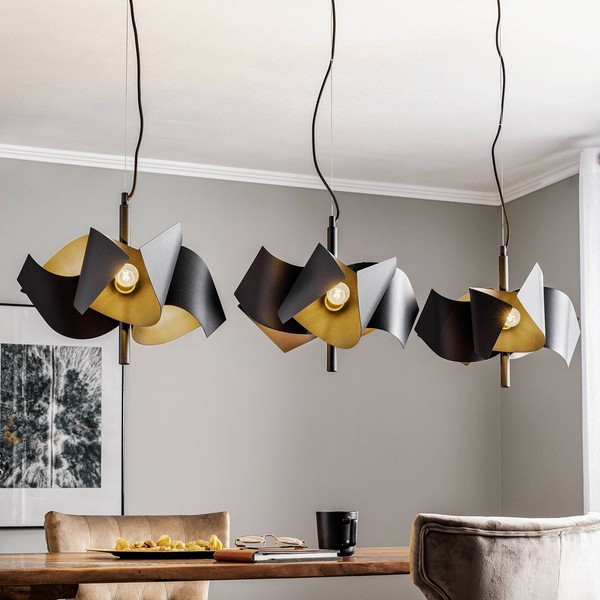 Lucande Pendelleuchte 'Imron' (Design, Modern) In Schwarz Aus Metall (3 Flammig,-image