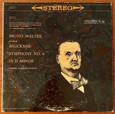 BRUNO WALTER Bruckner Symphony 9 COLUMBIA 6 EYE STEREO 1960 LP   RARE  NM-