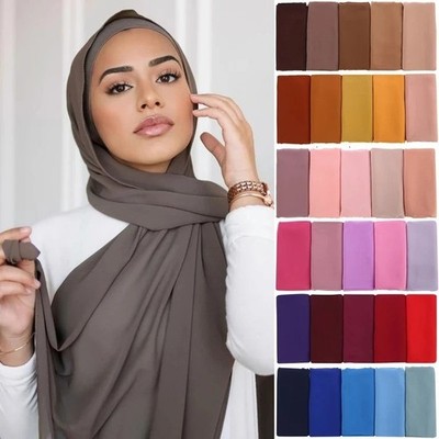 Luxus Super Stretch Premium Qualität Dick Uni Chiffon Hijab Schal Kopftuch