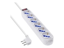 InLine socket strip ITALY 6 way with switch 1.5 m white 16461Z