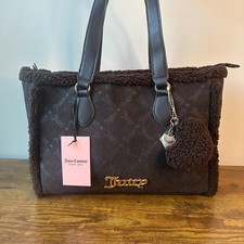 New Juicy Couture Ice Queen Sherpa Winter Brown Tote Shoulder Handbag Soft Cute