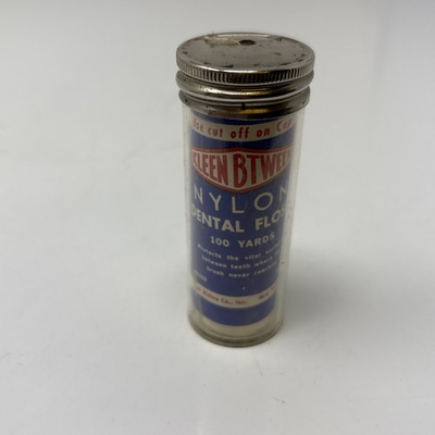 #ad #ad Vintage Kleen Rite Dental Floss Glass Container Winsted CT 100 Yards $19.00