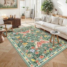Farmhouse Butterfly Floral Area Rug 5x7"