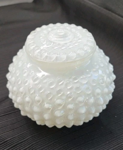 Vintage Hobnail White Milk Glass Lamp Shade Globe Dome 3 1/4" Fitter EC