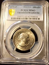 "BROADSTRUCK" PCGS MS63 $1 1979-P SBA SUSAN B ANTHONY ERROR VARIETY BEAUTY!