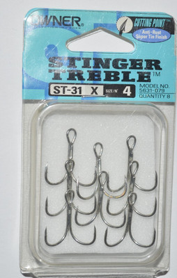 owner stinger treble hooks 5631-079 size 4 super tin finish st-31 anti rust
