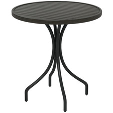 Outsunny Round Garden Table Outdoor Side Table with Steel Frame Grey