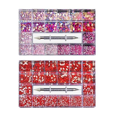 19200pcs Hotfix Strass Flatback  Kristallglas Edelsteine   Set 12