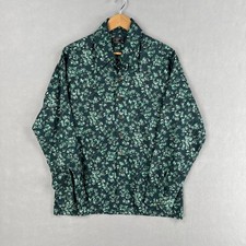 Vintage JCPenney Shirt Mens Large Green Floral Polyester No Iron Button Up 70s