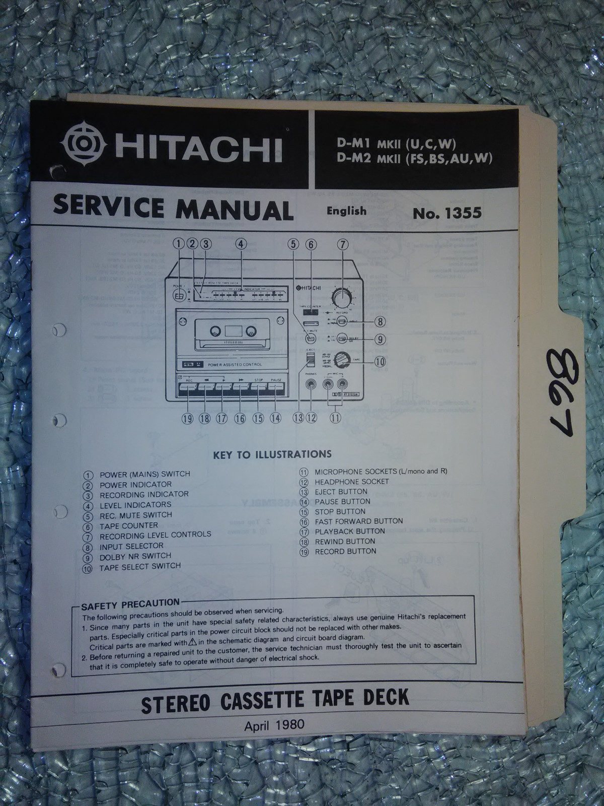 Hitachi d-m1 m2 mkII service manual original repair book stereo deck tape player