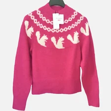 NWT Uniqlo x JW ANDERSON Squirrel Motif Wool Blend Sweater Pink XXS, XS, S, M, L