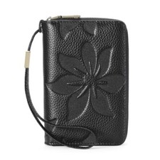 Women's Double Zip Around Credit Card Holder Ladies Rfid Blocking Wristlet Purse