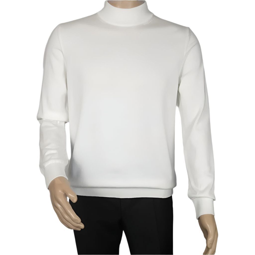 Мужской свитер вязаный от BRANGO Турция с имитацией шеи из хлопчатобумажной смеси 21050 Белый