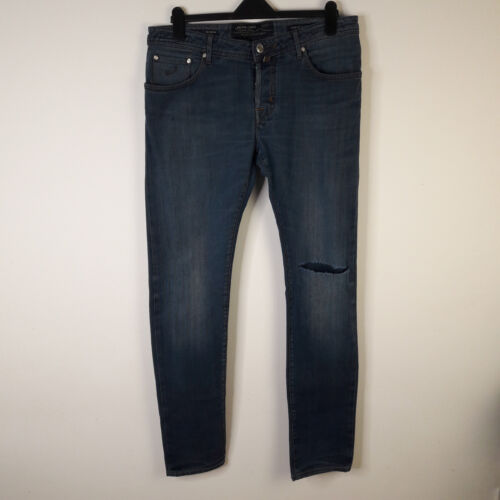 Jacob Cohen Jeans Mes W36 L35 Blue Regular Tapered Adult Button Made in Italy