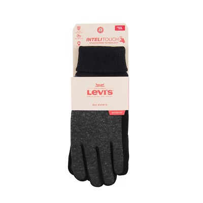 New Men Levi's Touchscreen Stretch Flip Cuff Warm Winter Gloves