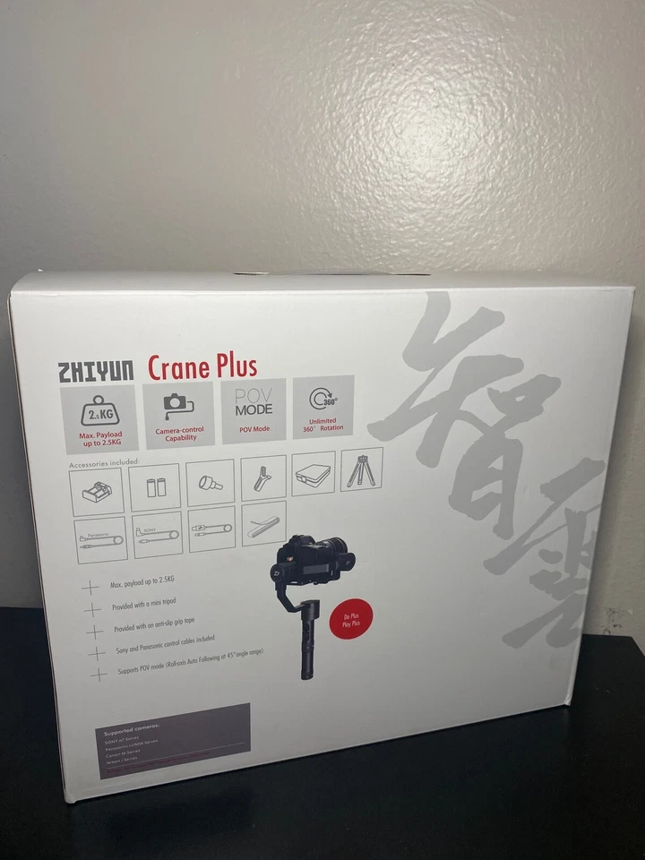 NEW Zhiyun-Tech Crane Plus Handheld Gimbal Stabilizer Black Holds Up To 5.5 lbs - Image 4 of 4