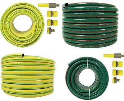 Schlauch Gartenschlauch 1/2 3/4 1 Zoll 20m 30m 50m Grün Gelb + Adapter Satz