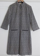 🌸 NW3 HOBBS NAVY BLUE CREAM MIX THREE PATTERNED CALF LENGTH DRESS UK 8 10 🌸