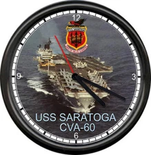 USS Saratoga CVA-60 US Navy Military Sailor Ship Sign Wall Clock