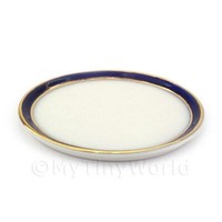 Puppenhaus Miniatur Blau Und Metallisch Gold Keramik Tablett