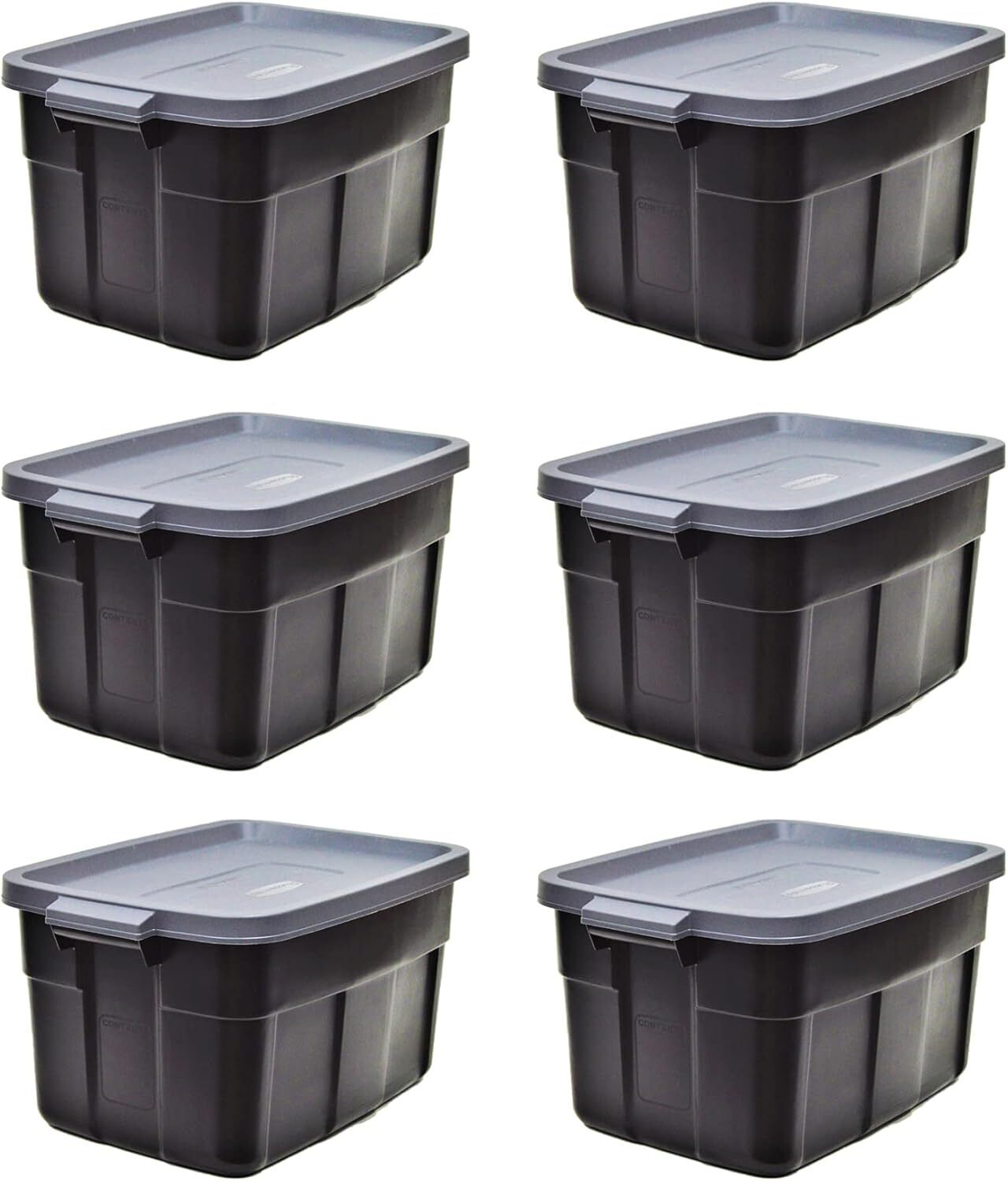 14 Gallon Stackable Plastic Storage Bins with Lids & Handles 6 Pack