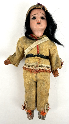 Antique German Native American Bisque Head Indian Doll Vintage Very Old Looking