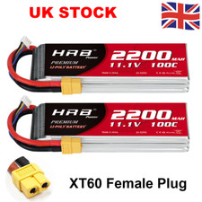 2pcs HRB 3S 2200mAh 11.1V XT60 100C LiPo Battery for RC Airplane Drone Truck Car