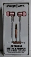 Charge Worx Premium Metal Earbuds w/Mic  Controller for Smartphones  Tablets