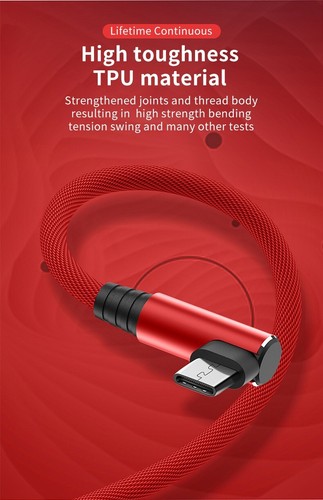 3A USB Micro Charging Cable Fast Quick Charging Data Cord 90 Degree Elbow 3meter - Picture 5 of 13