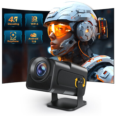 Native 1080p 4K Projektor Mini Beamer WiFi BT LED Android Heimkino Mit Leinwand