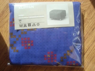 Ikea Klippan Ottoman Footstool Cover Cotton Blue Multicolor Retired Slipcover - Photo 1/4