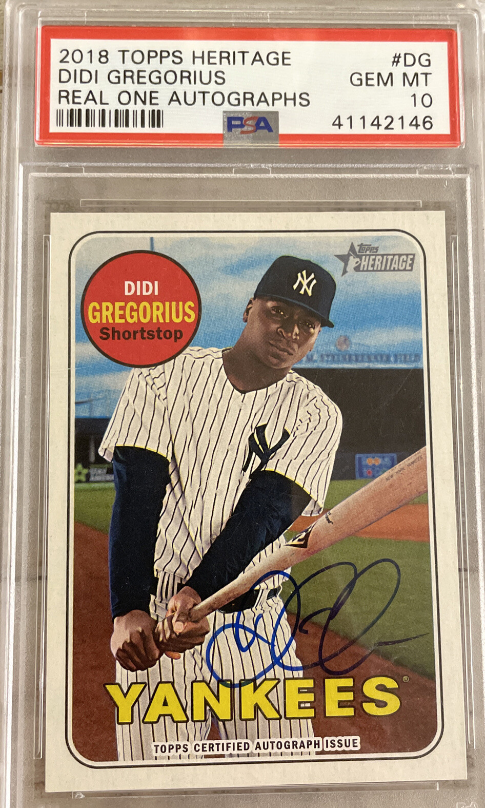 2018 Topps Heritage Didi Gregorius Real One Autographs PSA 10