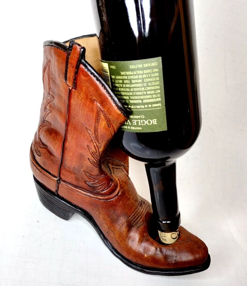 Cowboy Boot Water Bottle Tote - Bottle Caddy - Leather Bottle