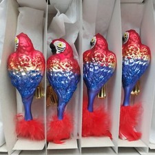 Czech glass parrot Christmas tree ornament red feather tail One bird only