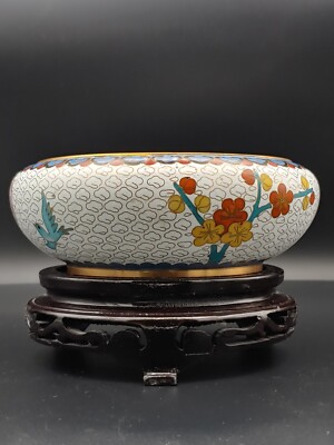 景泰蓝珐琅彩洞庭花卉笔洗Vintage Chinese Cloisonne Enamel Full Art