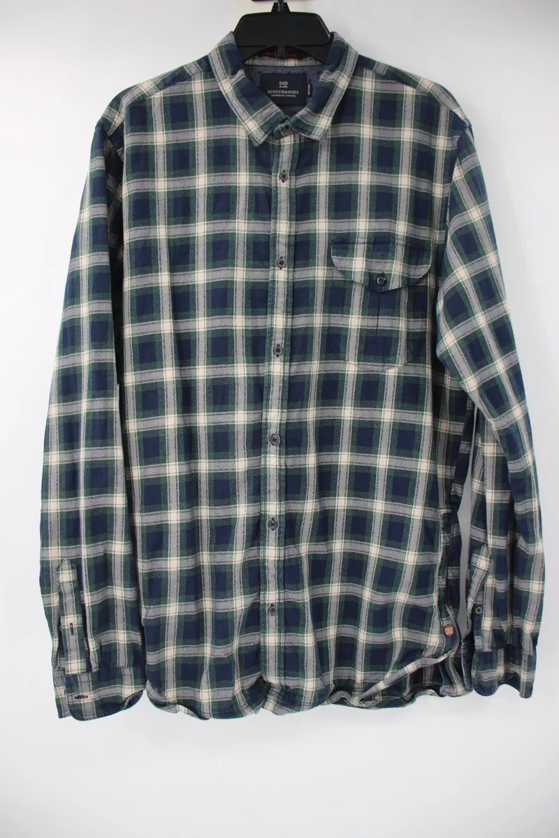 Scotch soda heart breaker Men's XL regular fit plaid shirt cotton long sleeve