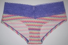 NWT VICTORIA'S SECRET XS NEON GEOMETRIC ZIG ZAG PURPLE LACE HIPSTER PANTIES